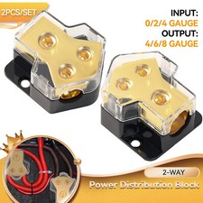 2PCS Output Power Ground Amp Distribution Block Input 4/6/8 Gauge 0/2/4 Gauge