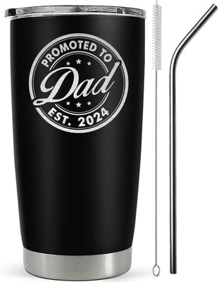 Christmas Gifts For New Dad 2024 Tumbler 20 Oz, Est 2024 Mug, Black 