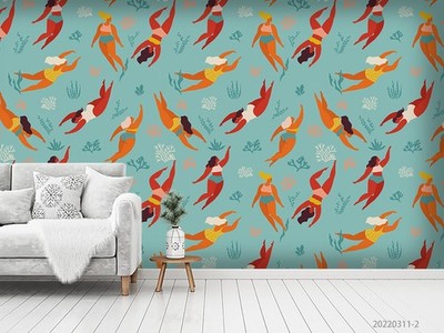 3D Women Summer Swimming Pattern Wall Murals Wallpaper Murals Wall Sticker