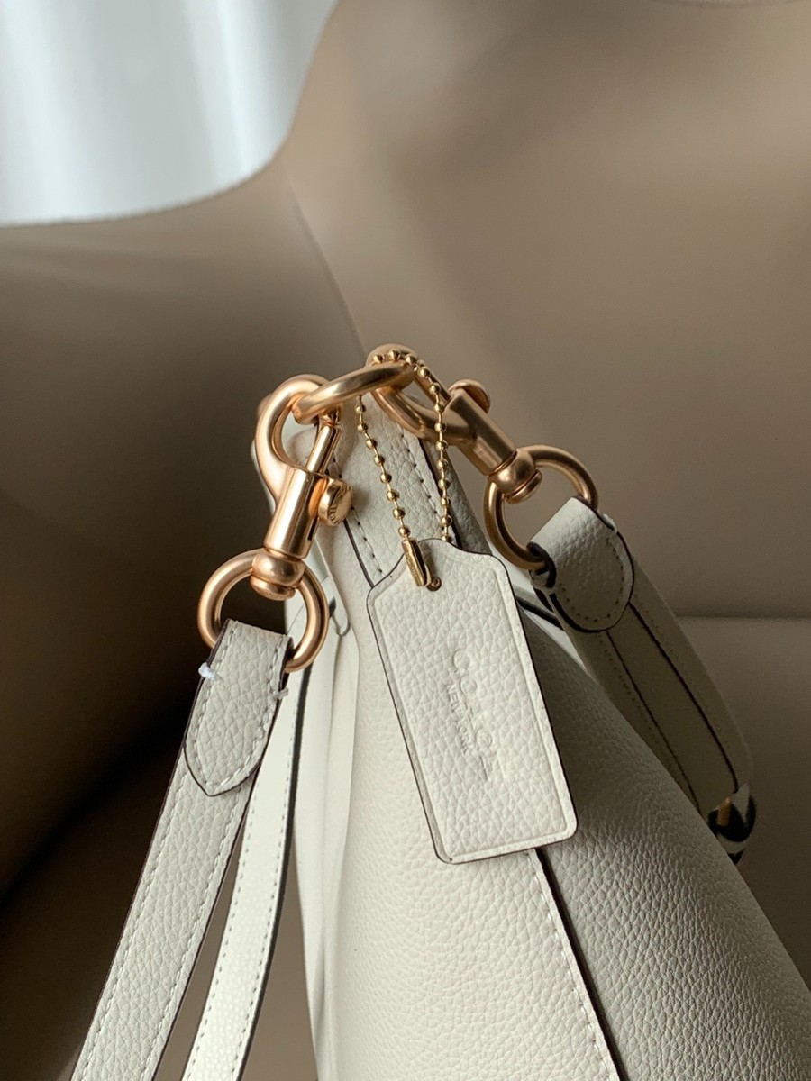 COACH CR148 Laurel Shoulder Bag Soft Pebble Leather Chalk Outlet