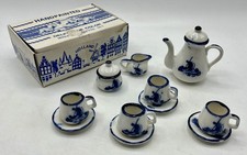 DINETTE miniature en porcelaine - Décor Hollandais de Moulins - Vintage 1970/80s