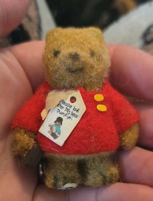 Vintage beflockte Paddington Bär Figur 70er Jahre kleine Beschädigung am Fuß, ohne Hut