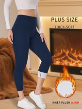 Fleece Lined Leggings Women's High Waist Plus Size Winter Stretch Fit Pants