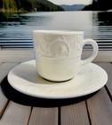 The Cellar Tanglewood Ivory White Coffee Tea Cup & Saucer China Set 1997 — photo 1
