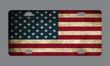 American Flag License Plate Aged Aluminum 6"x12" Vanity Front
