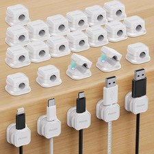24 Pack Magnetic Cable Clip Organizer Cord Holder, Picozon of 24, White
