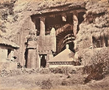 Samuel Bourne, Ajanta Caves, Maharashtra,  India, c.1870. RARE PHOTO.