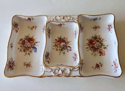 Hammersley England Bone China Floral Spray 3 Part Divided Serving Dish