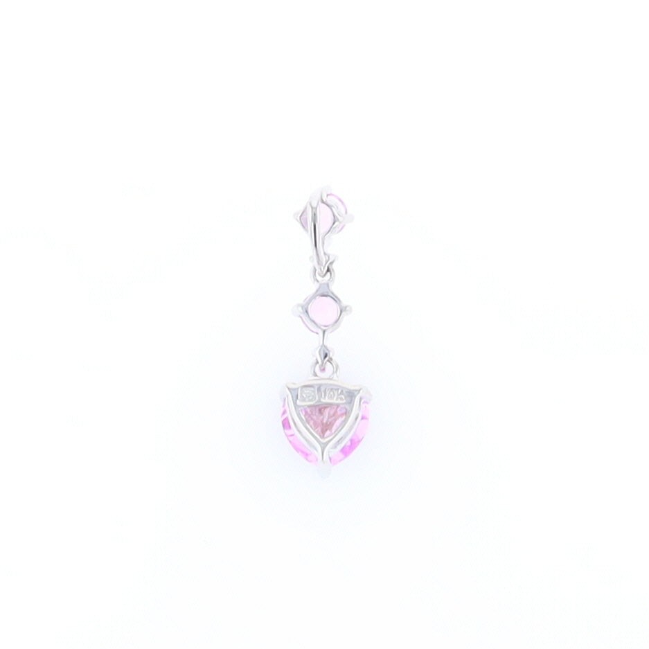 Synthetic Pink Sapphire Dangle Heart Necklace GVM8524