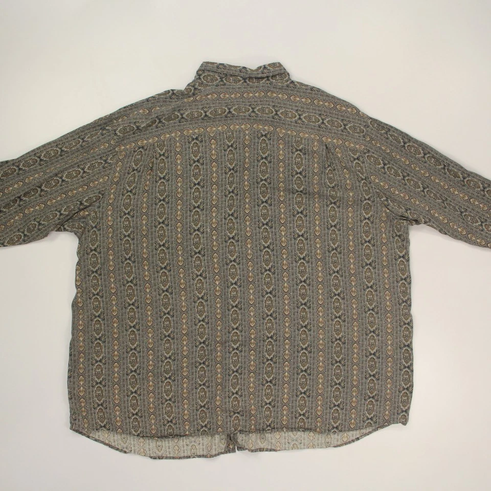 Camisa George Foreman 100% Seda Abotonada Grande y Alta Talla 5XB Estampado Medallón Foto 2 de 4