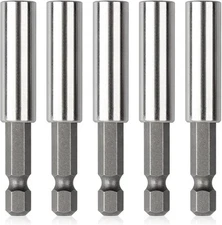 Strong Magnetic Drill Bit Extension Holder, 1/4" Hex Shank, S2 Steel 5 Pack