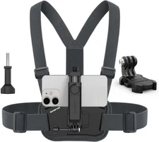 Phone Chest Mount Harness Holder Mobile Strap Clip Compatible Black 