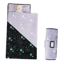 Toddler Nap Mat with Removable Pillow and Blanket, 52" x 20" Twinkle Starry