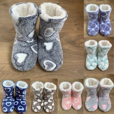 Ladies Slippers Womens Boots Ankle Indoor Winter Warm Fur Booties UK Size 2.5-8