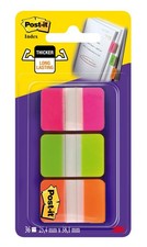 Image of Post it Index Medium Strong Filing Tabs 36 Tabs 25.4 mm x 38.1 mm Orange Pink