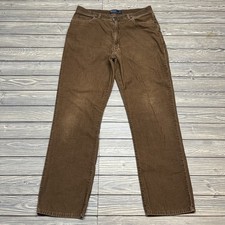 Vintage Polo Ralph Lauren Corduroy Brown Slacks Straight Leg Pants Men Sz 35x31