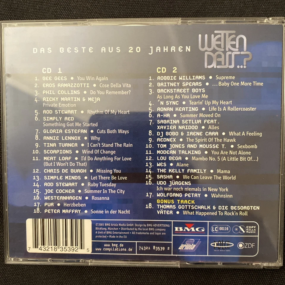 Wetten Dass..?-Das Beste aus 20 Jahren (2001) 2CD Bee Gees, Eros Ramazzotti - Bild 2 von 2