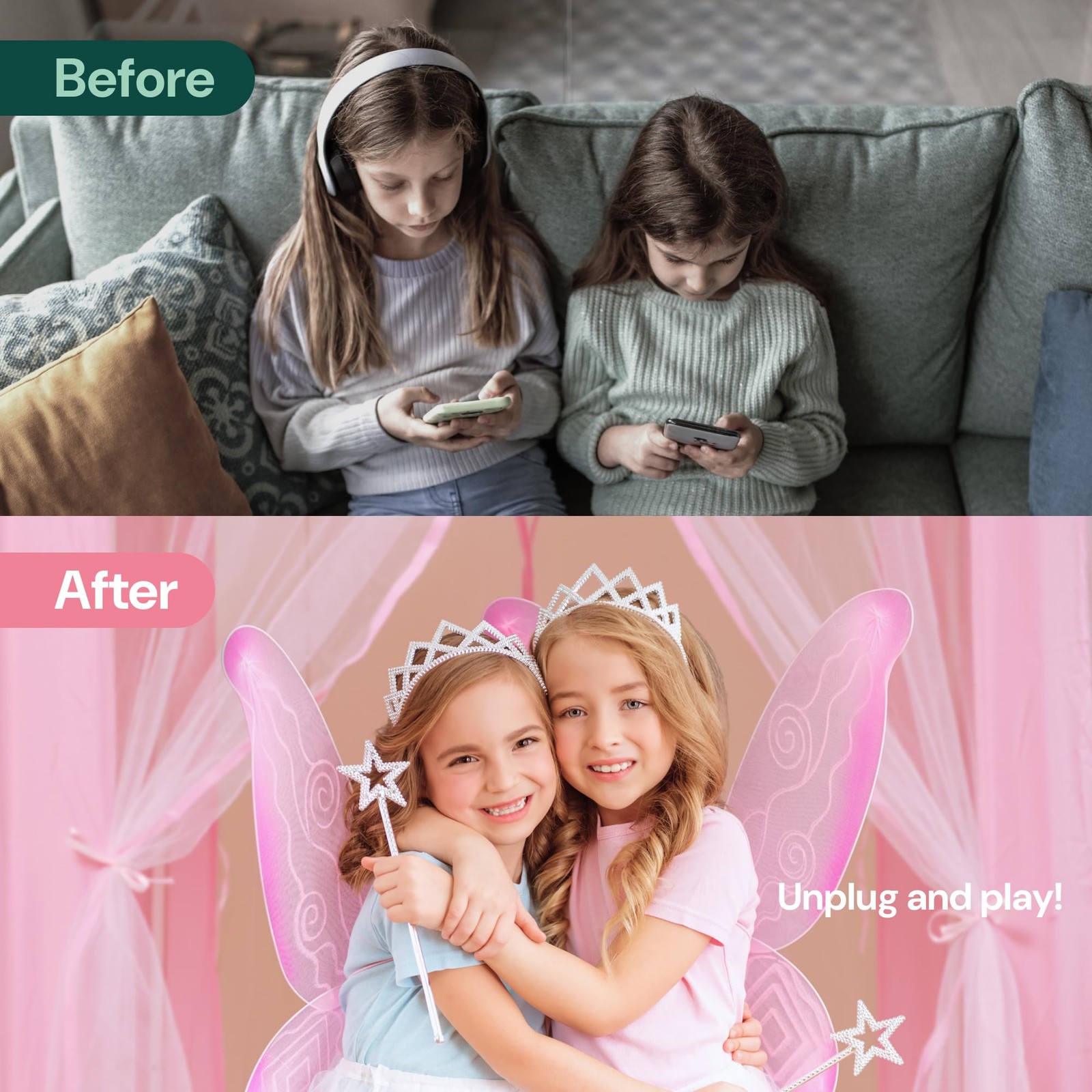 Princess Tent - 55 x 53 in, Toddler - Starry LED Lights Kids Tent - Cozy Indo...