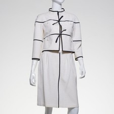 Vintage Valentino Cream Suit Blazer Jacket Skirt Small Medium 28"w Silk