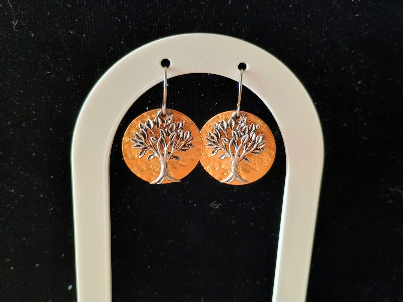 Tree Of Life With Gold Hook Dangle Earrings