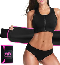 Waist Trainer for Women Lower Belly Fat, Sweat Band Medium, Black/Pink