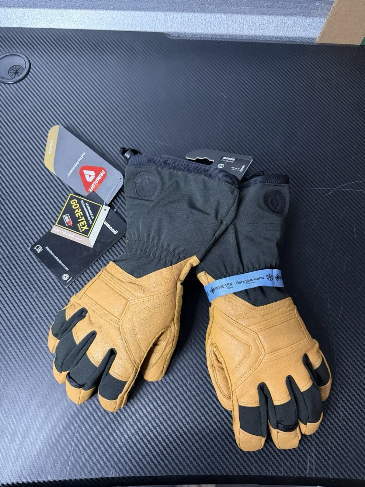 Black Diamond XS Gore-Tex PrimaLoft Ski Snow Gloves Leather Gauntlet Winter