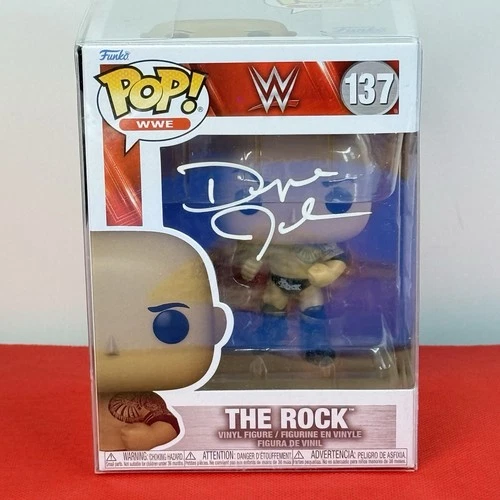 Dwayne Johnson ‘The Rock’ Hand Signed WWE Funko Pop! #137 COA Hologram
