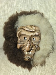 Lotschentaler Maske Heimarbeit Vintage Hand Carved Swiss Wooden Mask