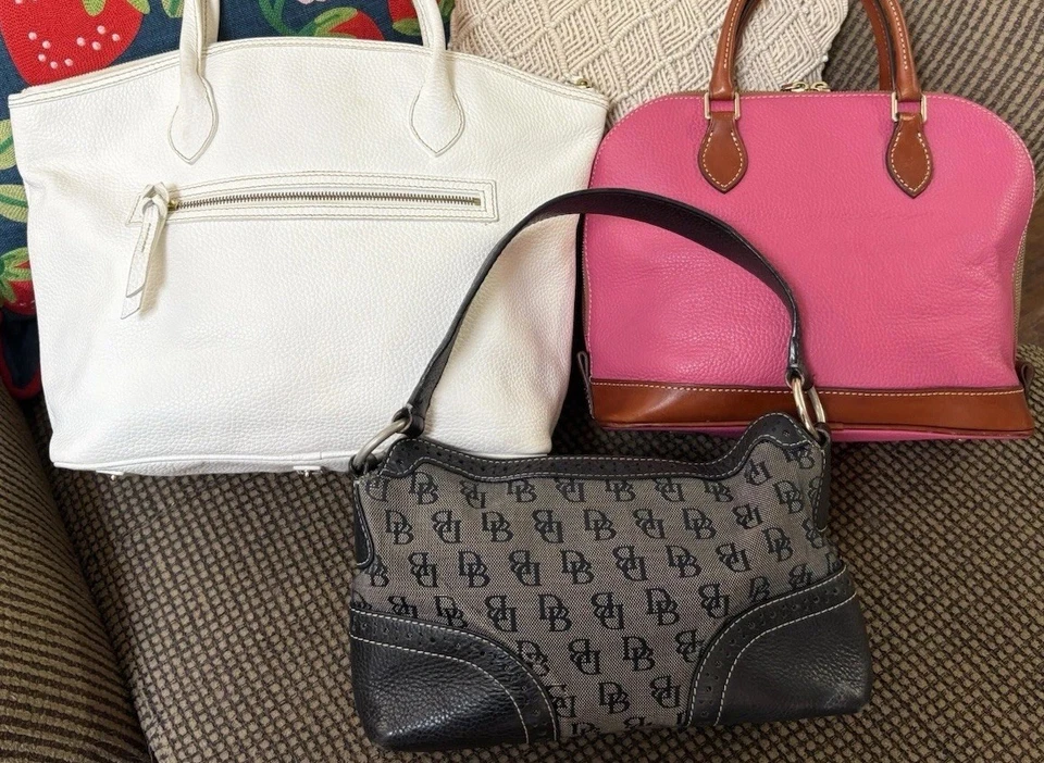 Lote Paquete Dooney Bourke Rosa Blanco Negro Hobo Cartera Media Luna Bolso Cartera Foto 2 de 4