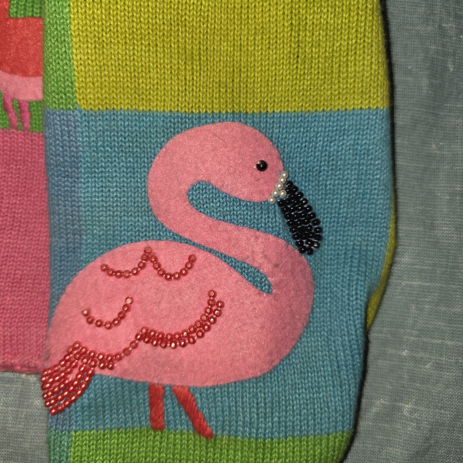 Vtg Michael Simon Flamingo Patchwork Cardigan Swe… - image 11