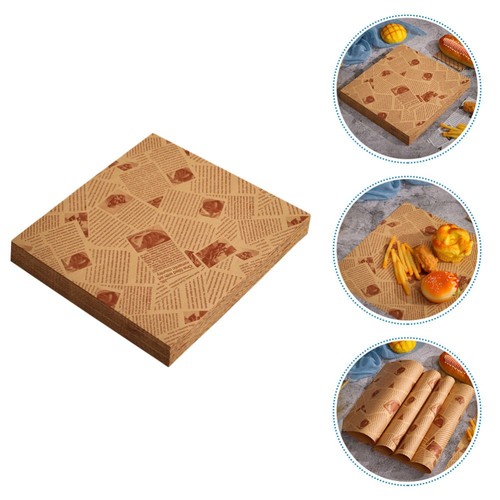 Dmkohi 100 fogli di carta Deli, 25 x 25 cm, carta da forno ecologica, carta da forno usa e getta, patatine fritte per cesto, hamburger per panini, patatine fritte, hamburger, torte