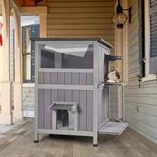 Aivituvin Upgraded Waterproof 2-Story Cat House for Outdoor Cats Shelter  We...