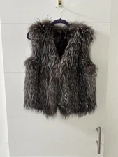 Women's Vest In Genuine Fox Fur Size S/M Gray Color Very Good Condition