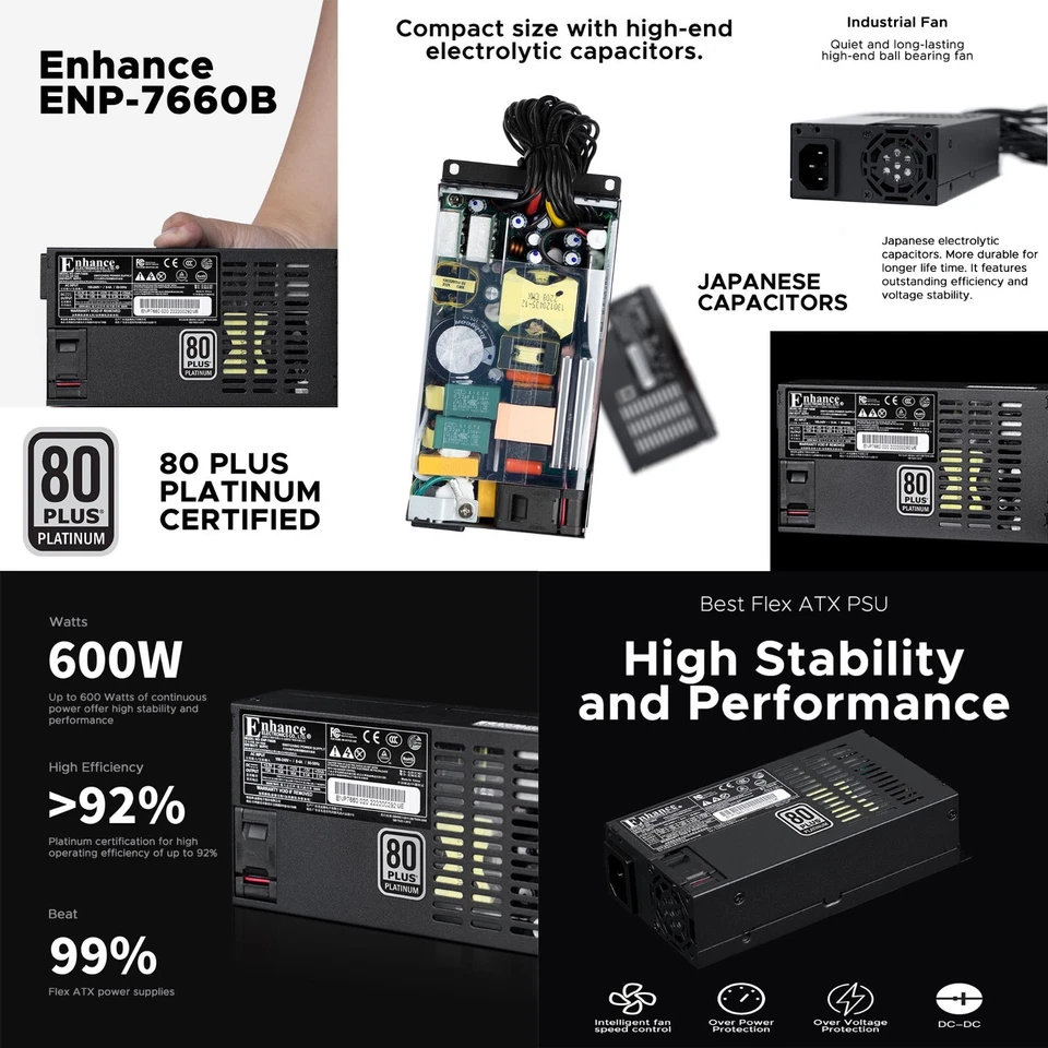 PSU Enhance MODULAR ENP-7660b 600w FlexATX 1U for ITX cases Safe & Quiet - Image 2 of 4