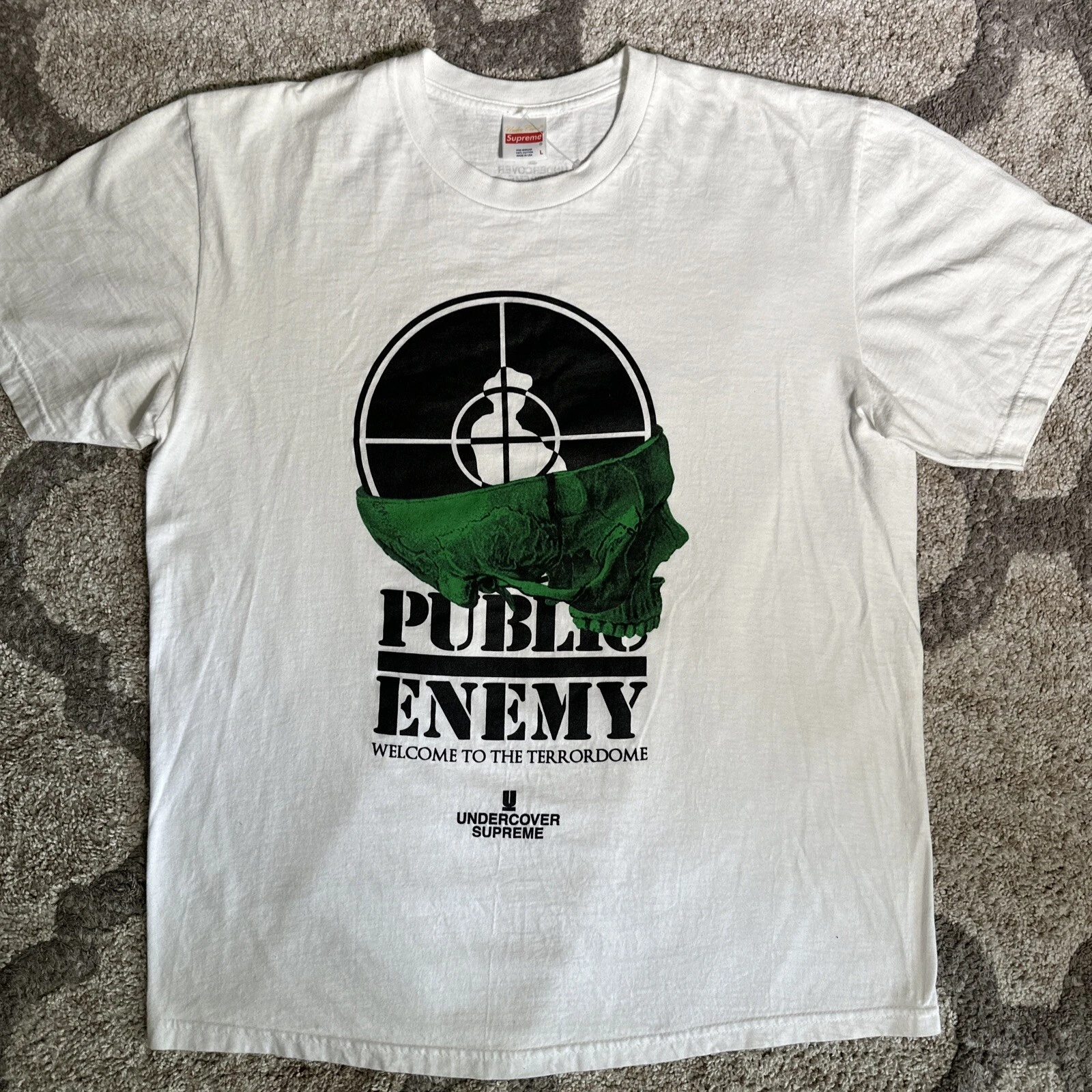 Tee shirt blanc Supreme Undercover Public Enemy taille grande fabriqué aux États Unis d'occasion SS18