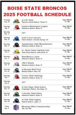 96 2025 Boise State Broncos Football Schedule Refrigerator Magnet