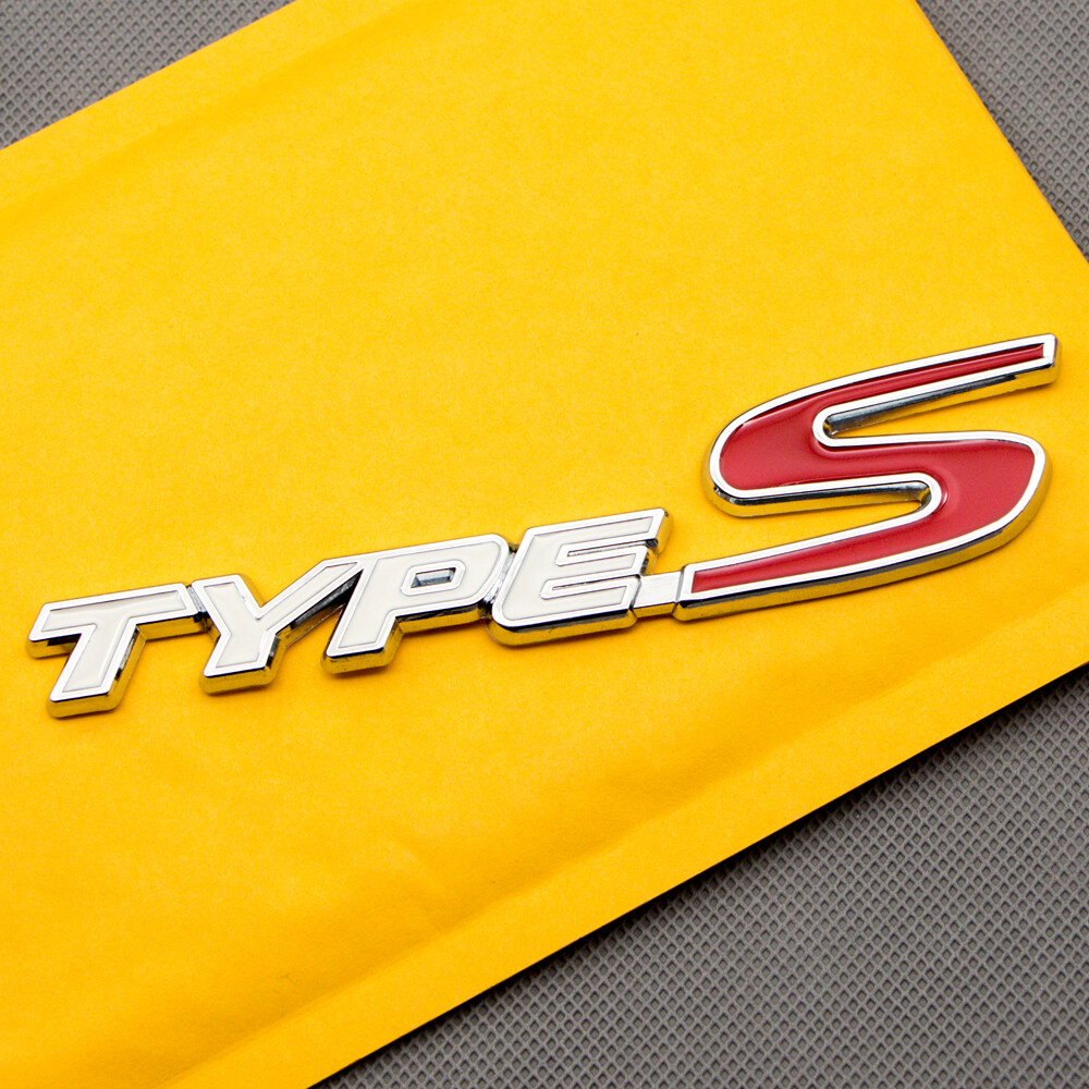 White & Red Coated Metal TYPE-S Emblem Chrome Sport Rear Trunk Badge 3D ...