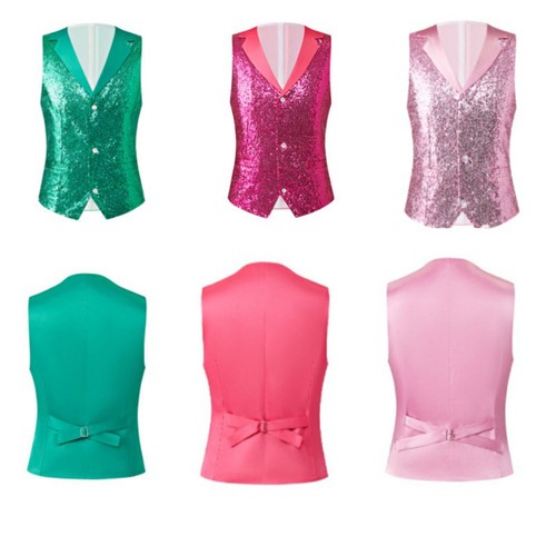 Men Vest Sleeveless Jacket Stylish Costume V-Neck Suit Dancewear Waistcoat Top - Picture 5 of 22