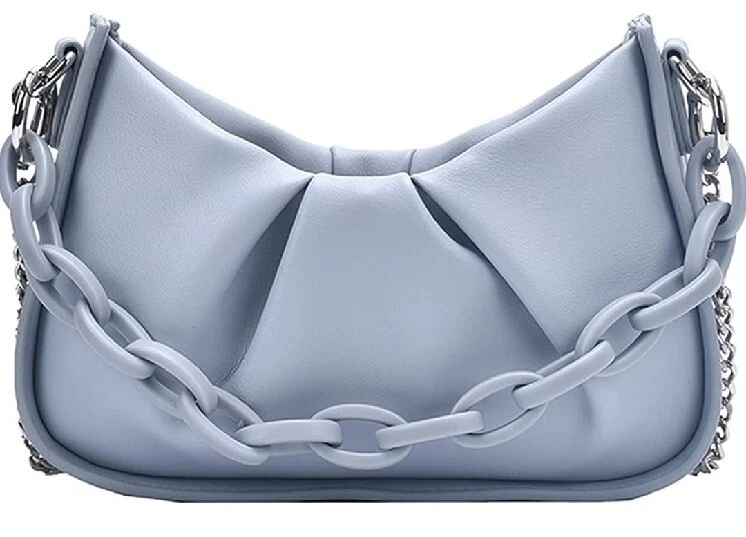 Women s Cloud Dumpling Pouch Bag Chunky Chain Link Shoulder Purse