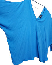 SINGLE Oversized Size 1X Blue Boho Lagenlook Deep V Front/Back Hippie Artsy