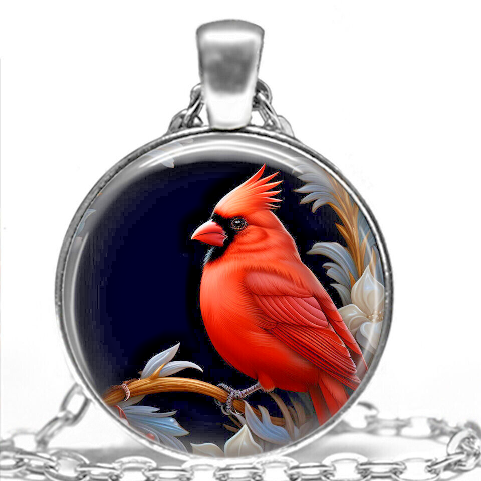 New Jewelry RED CARDINAL BIRD Pendant On 925 Sterling Silver 20