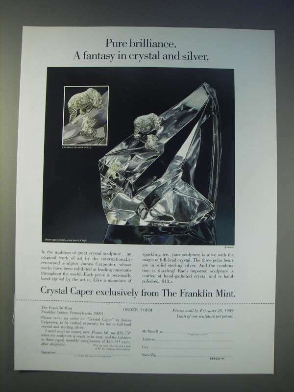 1989 Franklin Mint Ad - Crystal Caper by James Carpenter
