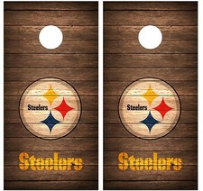 Pittsburgh Steelers Vintage Wood Cornhole Board Decal Wrap Wraps brown