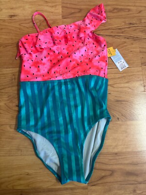 Girls' Fruit Printed One Piece Swimsuit - Cat & Jack  Red/Turquoise Green XL 14