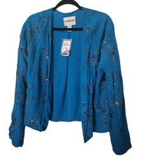 Chico's Womens Cherish Jacket Beaded Sequiened Lined Long Sleeve Size 2