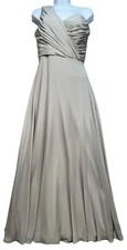 Thread Womens One Shoulder Wrap Maxi Dress Size 6-R Beige Gray Wedding