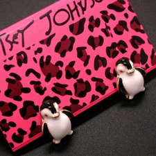 New Lady Jewelry Fashion Black Enamel Cute penguin Women Earrings Gift