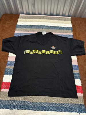 Vintage 90s Bacardi Limon Men's XL T-shirt Promo Made In USA Black NWOT V-Neck