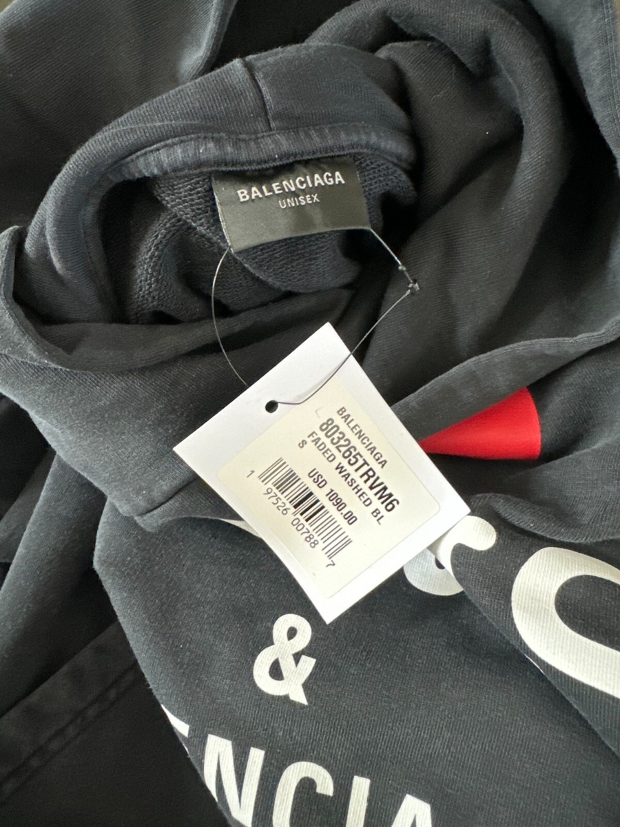 パーカー・フーディ BL259 I LOVE PARIS & BALENCIAGA HOODIE I love Paris & Balenciaga Hoodie Large Fit In Black Faded