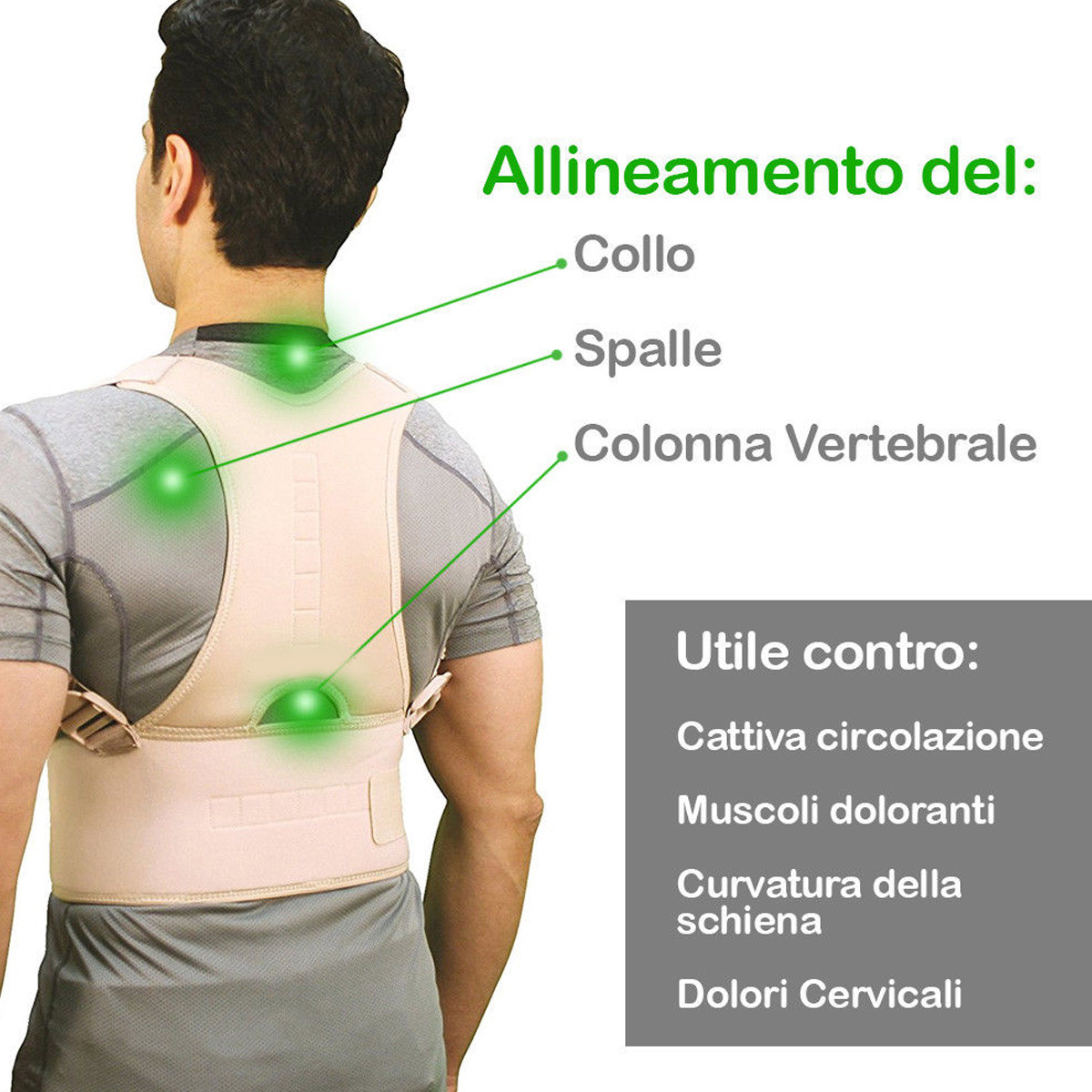 SUPPORTO SCHIENA CORRETTORE postura sollievo mal di schiena tutore